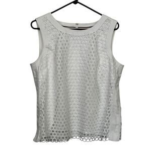 Tommy Hilfiger White Sleeveless Tank Top Open Air Knit Size XL Women’s Summer